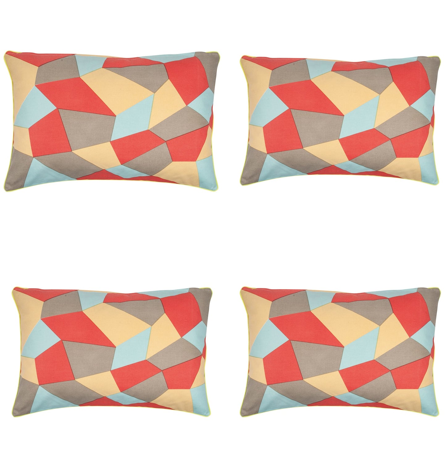 Pack of 4 Geo Beige Geometric Design 40x60cm Rectangle Cushion Covers