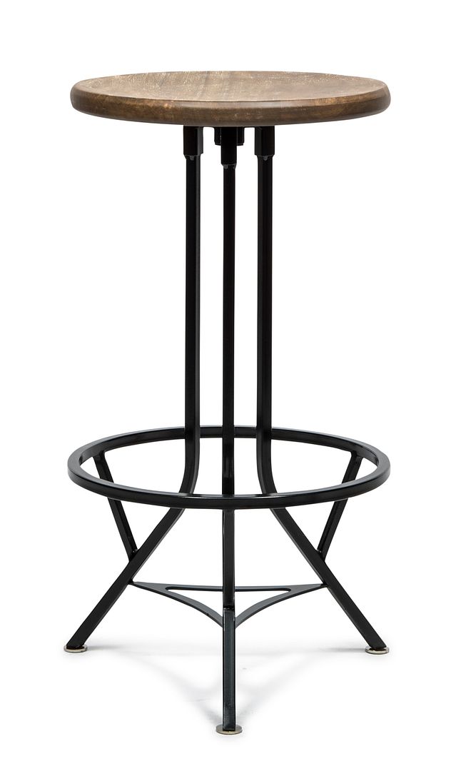 Industrial Wooden Iron Swivel Bar Stool - Black Rustic