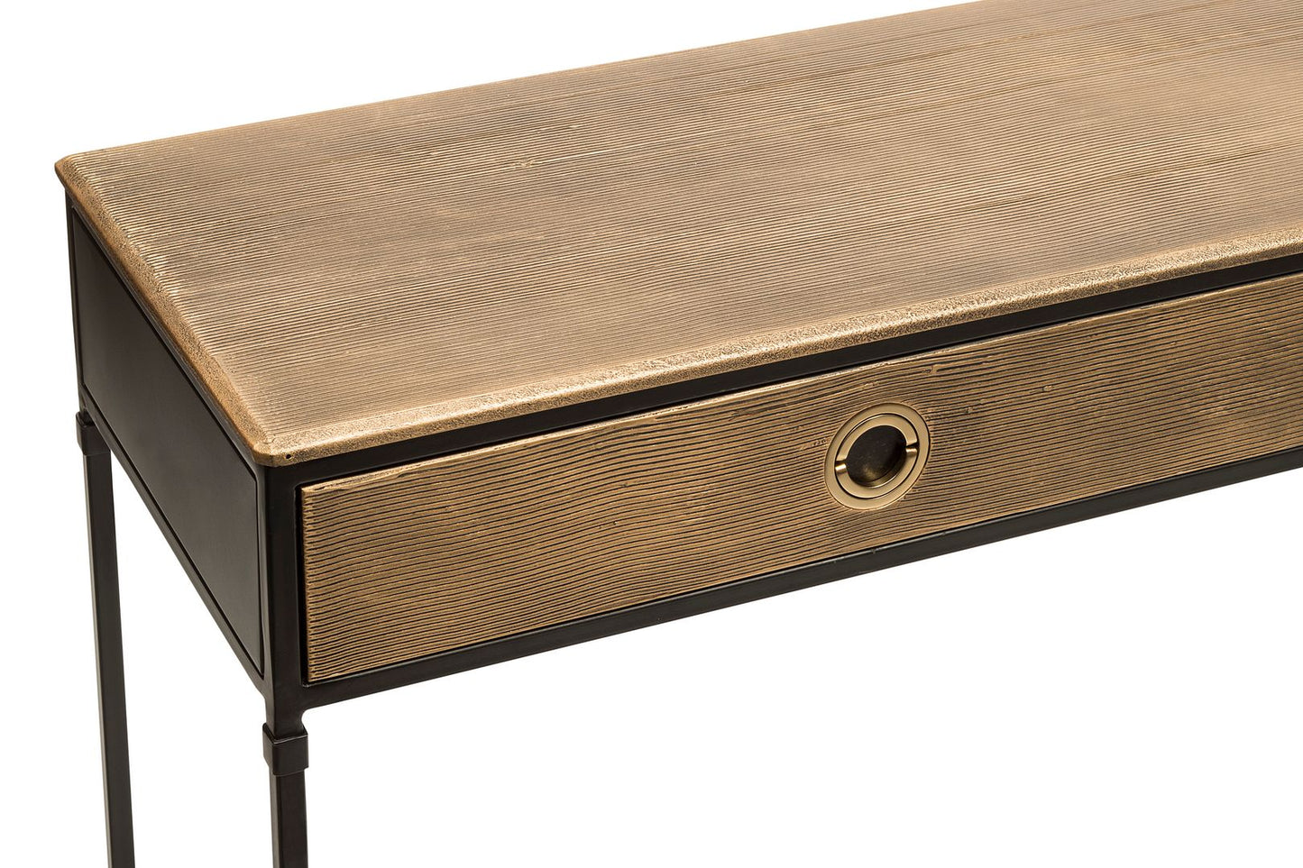 Contemporary Golden Black Hallway Console Table with Drawers