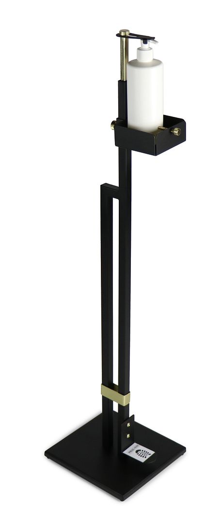 Lirash Touch Free Hand Sanitiser Dispenser Station Floor Stand Foot Operated - Gold Black