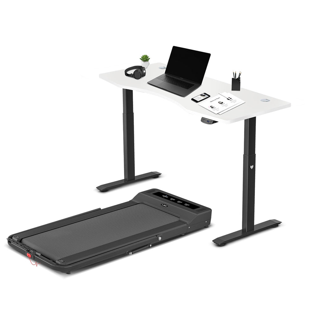 LSG Nimbus Walking Pad Treadmill + ErgoDesk Automatic Standing Desk 1500mm (White)