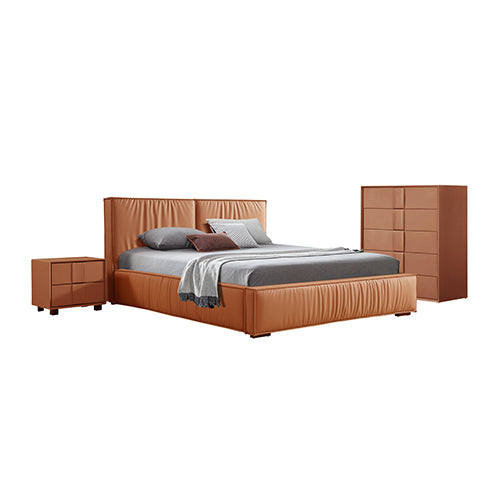 Louis Bedroom Suite 4pc Queen Size MDF with PU Leather and Wooden Legs