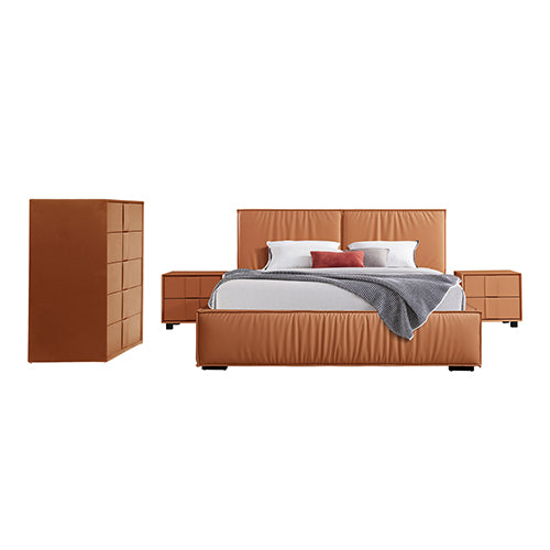 Louis Bedroom Suite 4pc Queen Size MDF with PU Leather and Wooden Legs