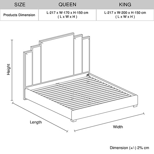 Austin Bed Frame Polyester Turquoise Fabric Padded Upholstery with High-Quality Slats and Polished Stainless Steel Feet