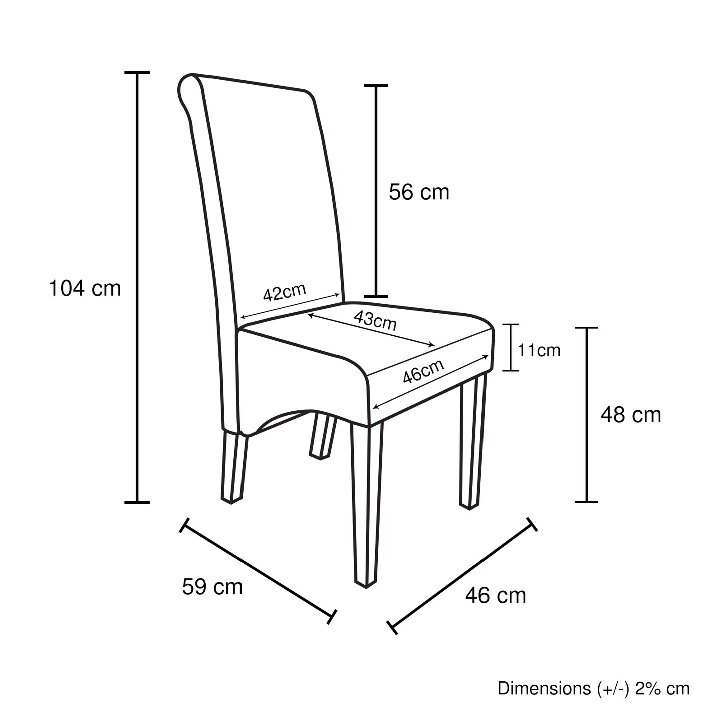 2x Wooden Frame Brown Leatherette Dining Chairs with Solid Pine Legs