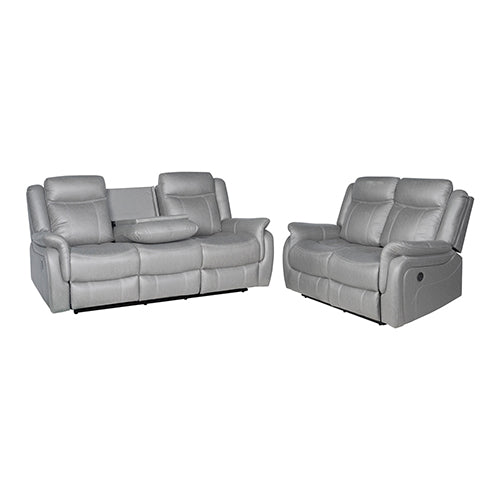 3-2 Seater Finest Grey Fabric Recliner Sofa Sturdy Construction Metal Mechanism