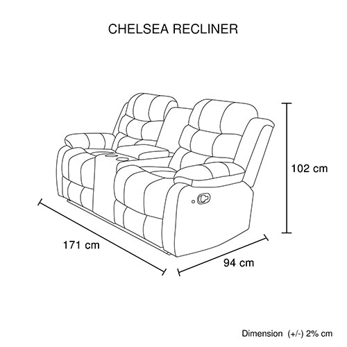 Chelsea 3R+1R+1R Seater Finest Leatherette Recliner Feature Console LED Light Ultra Cushioned