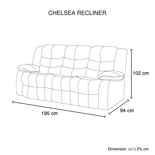 Chelsea 3R+1R+1R Seater Finest Leatherette Recliner Feature Console LED Light Ultra Cushioned