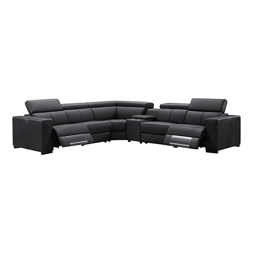 Washington Leather 6 Seater Corner Sofa With 2 Electric Recliners And Reversible Console