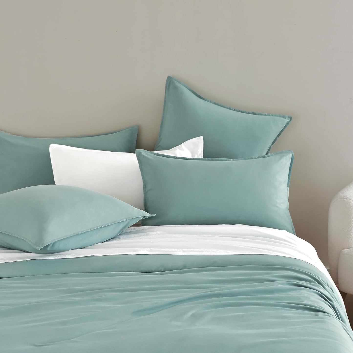 Vintage Washed Microfibre Quilt Cover Set (2Pcs) - Seafoam - Single Size