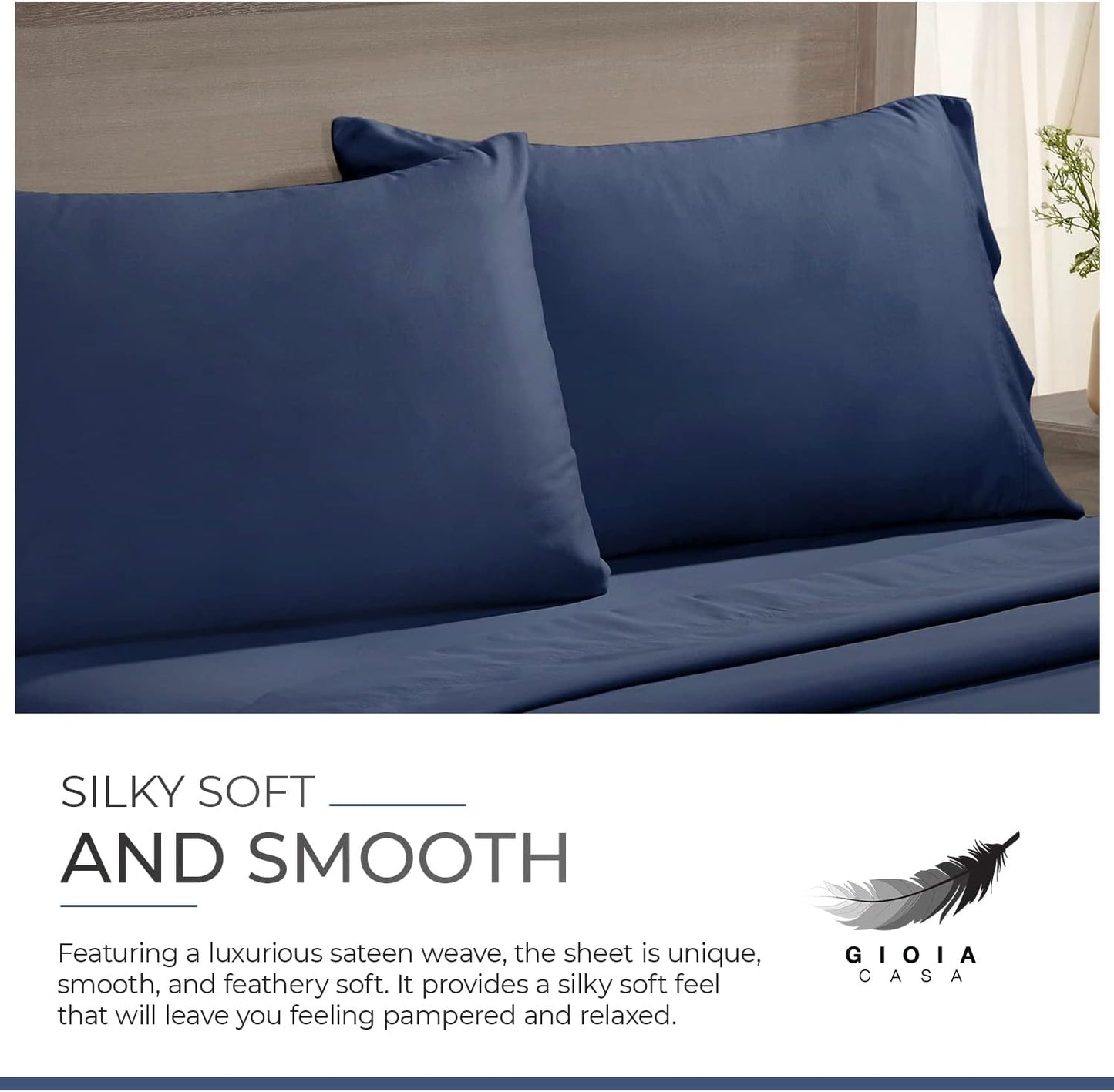 Bamboo Cotton Blend All Season Bedding Set - Navy Blue - Double Size