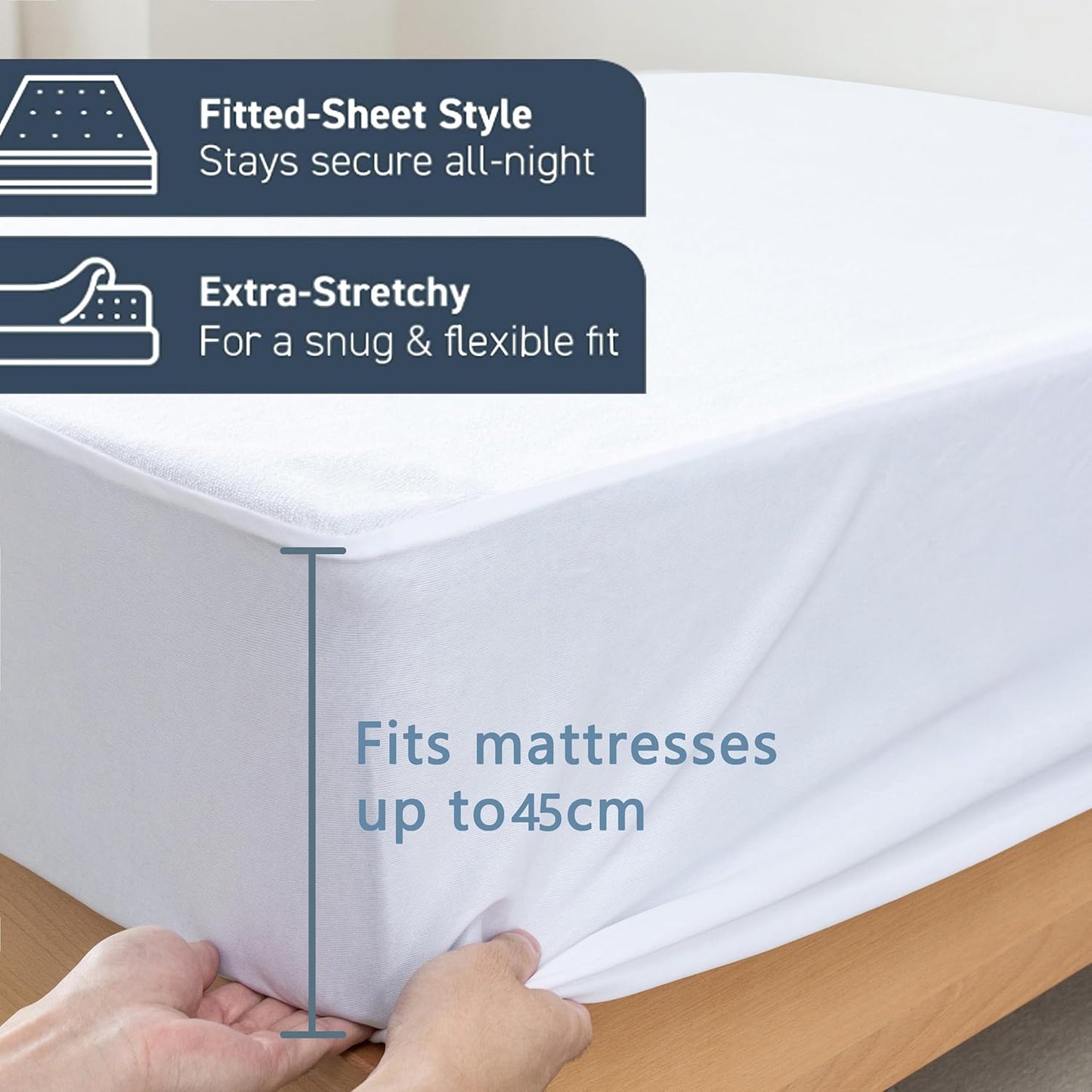 Luxurious Microfibre Terry Toweling Mattress Protector - Double