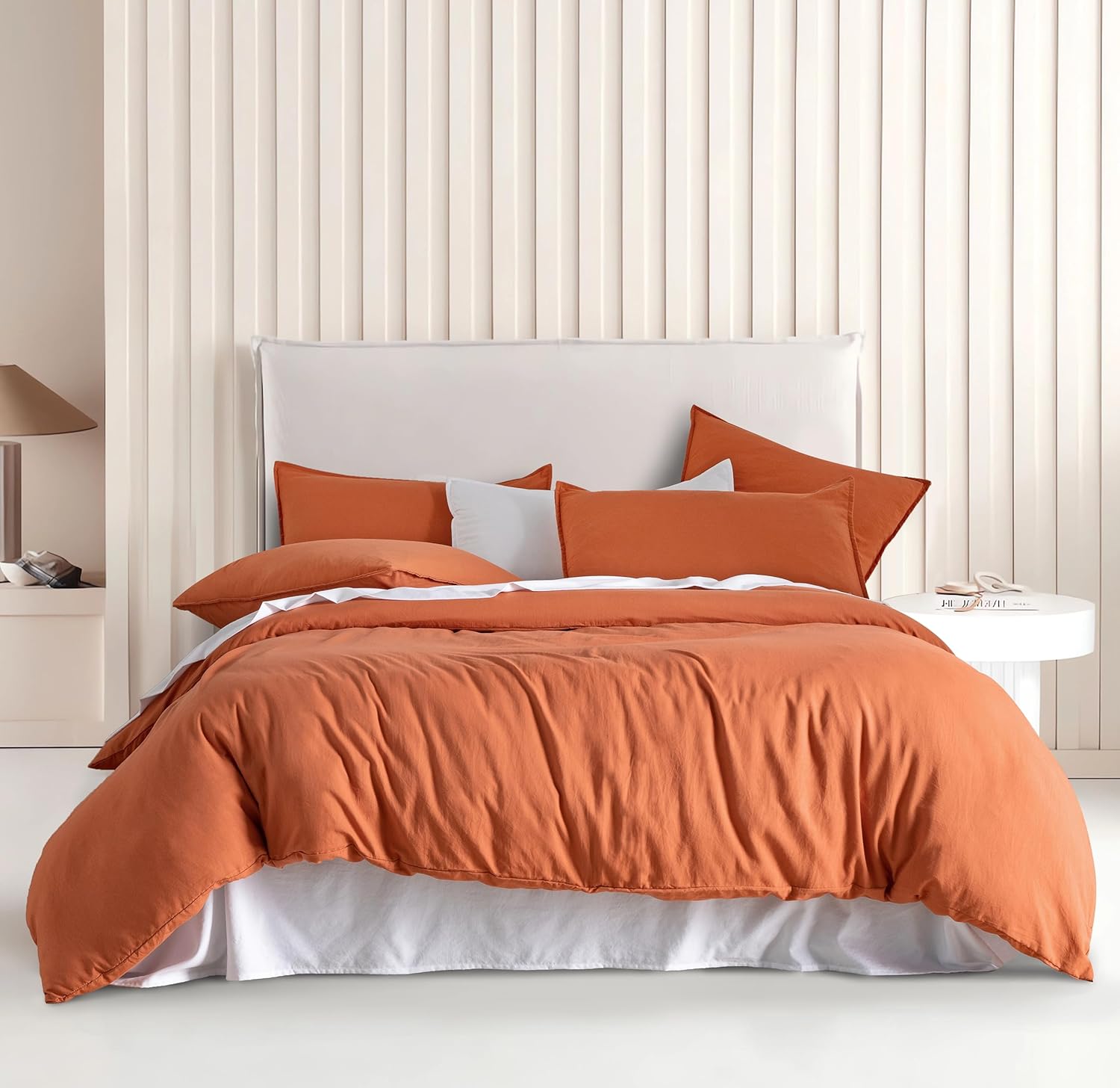 Vintage Washed Microfibre Quilt Cover Set (3Pcs) - Terracotta - King Size