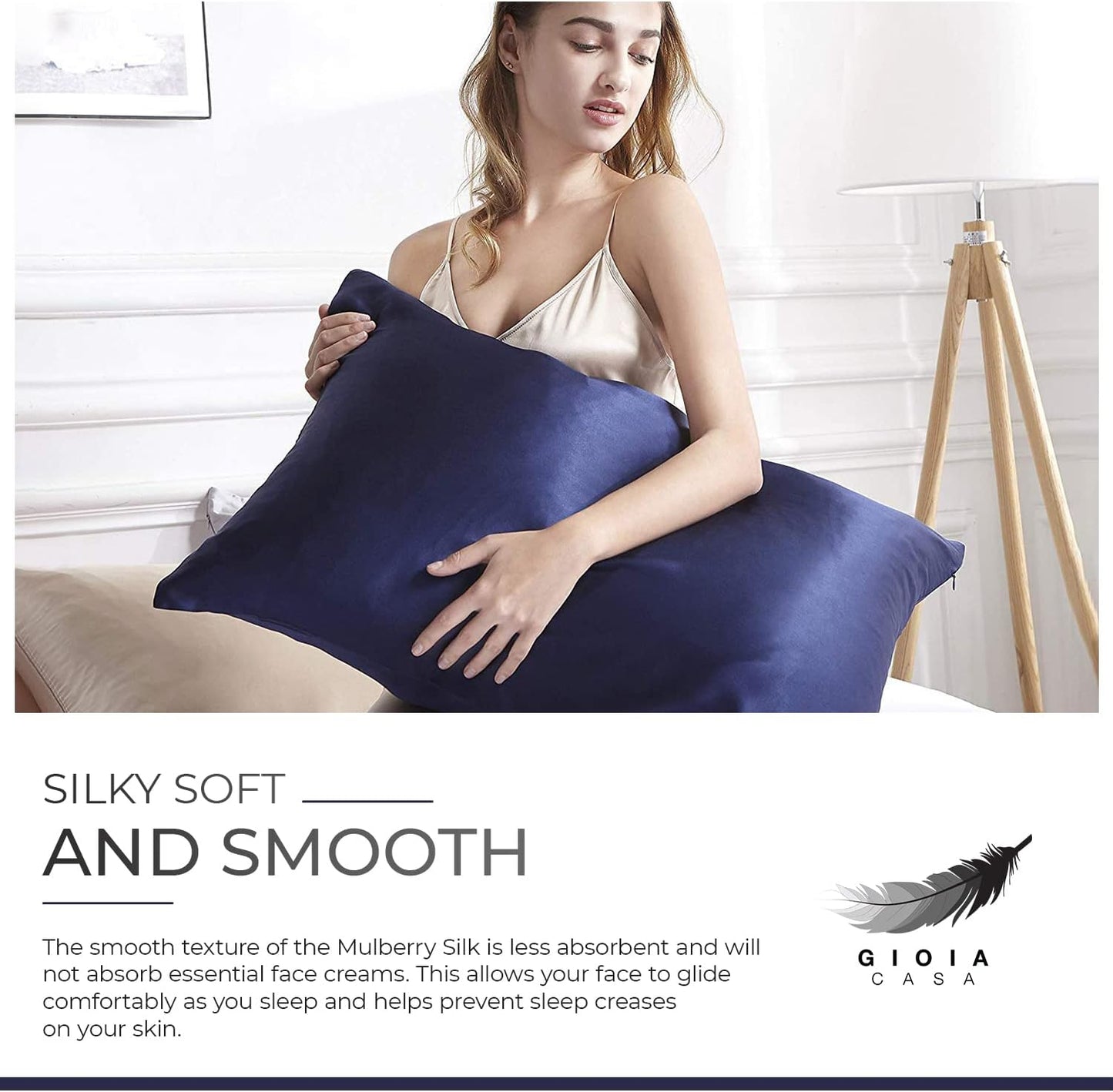 Luxury Pillowcase - 100% Pure Mulberry Silk on Both Sides - Navy