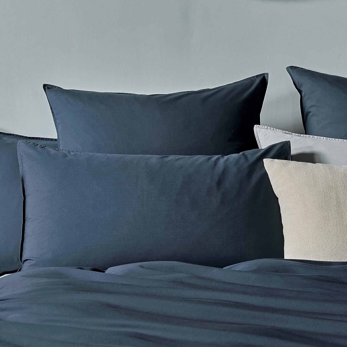 Vintage Washed 100% Cotton Standard Pillowcase - Luxurious Standard Pillow Cover - Dark Indigo - 2 Pcs