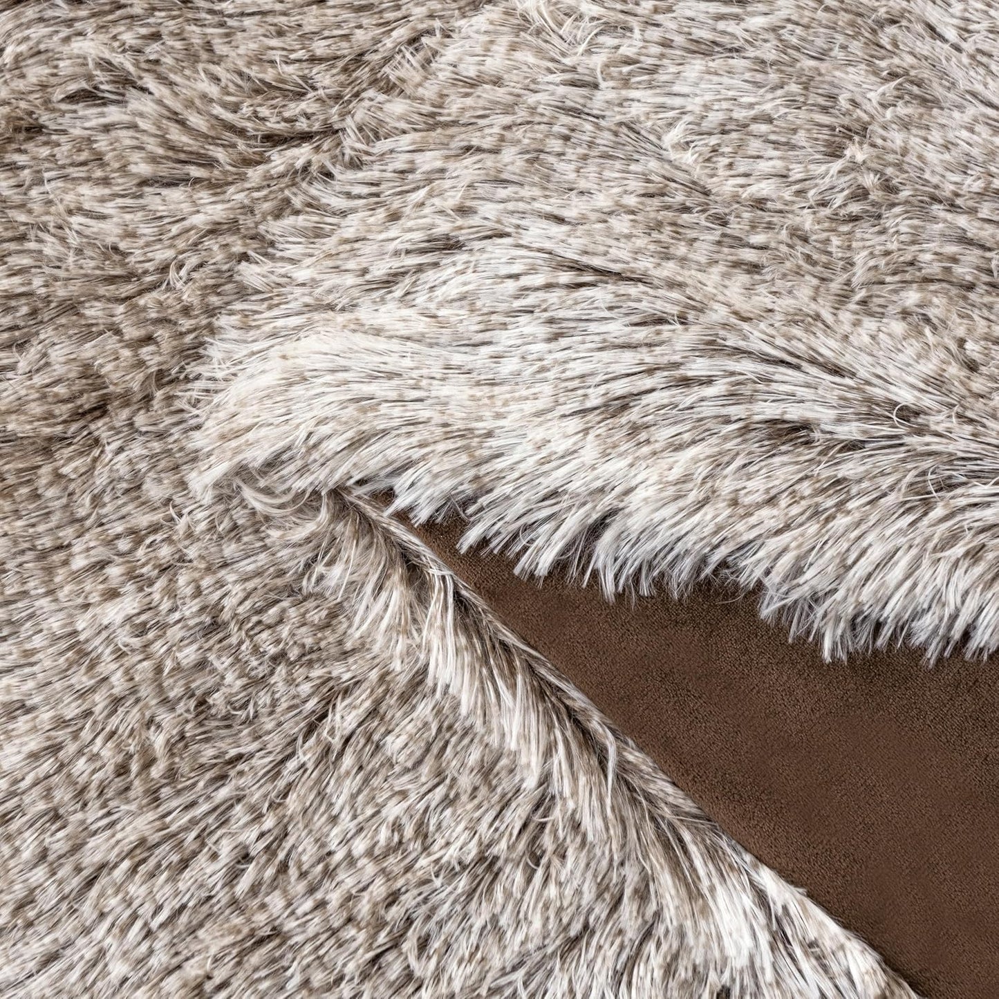 Double Sided Faux Fur Shaggy Throw Blanket - Chestnut