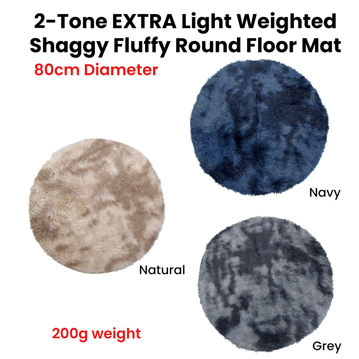 2-Toned Extra Light Weighted Shaggy Floor Mat Natural