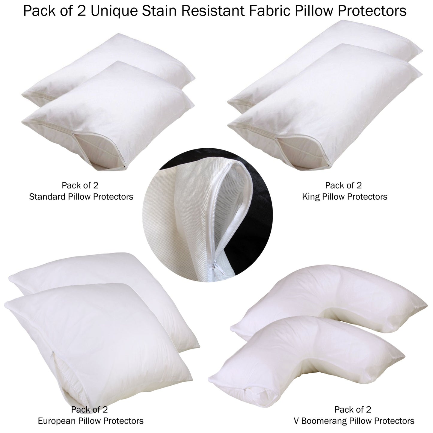 Set of 2 Stain Resistant Pillow Protectors King