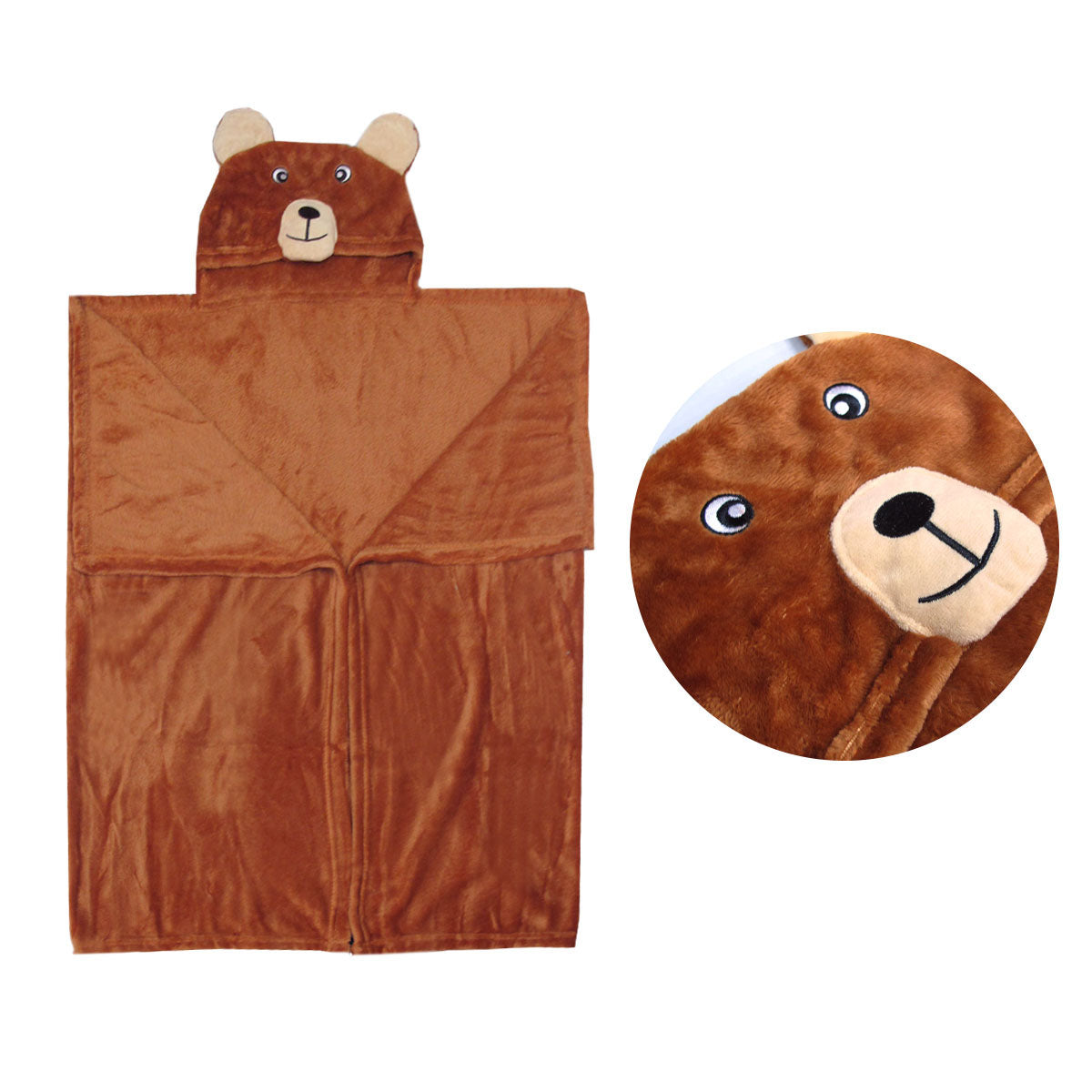 Hooded Wrap & Snuggle Animal Blanket Throw Rug Bear