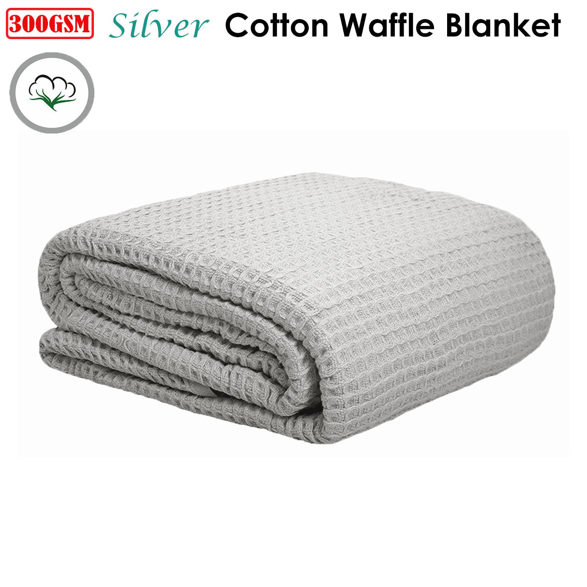 Cotton Waffle Blanket Silver Queen