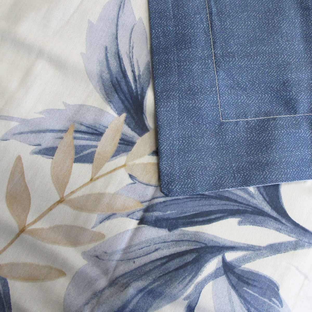 Quilt Cover Set 300TC Carolyn Blue Reversible Cotton - Queen