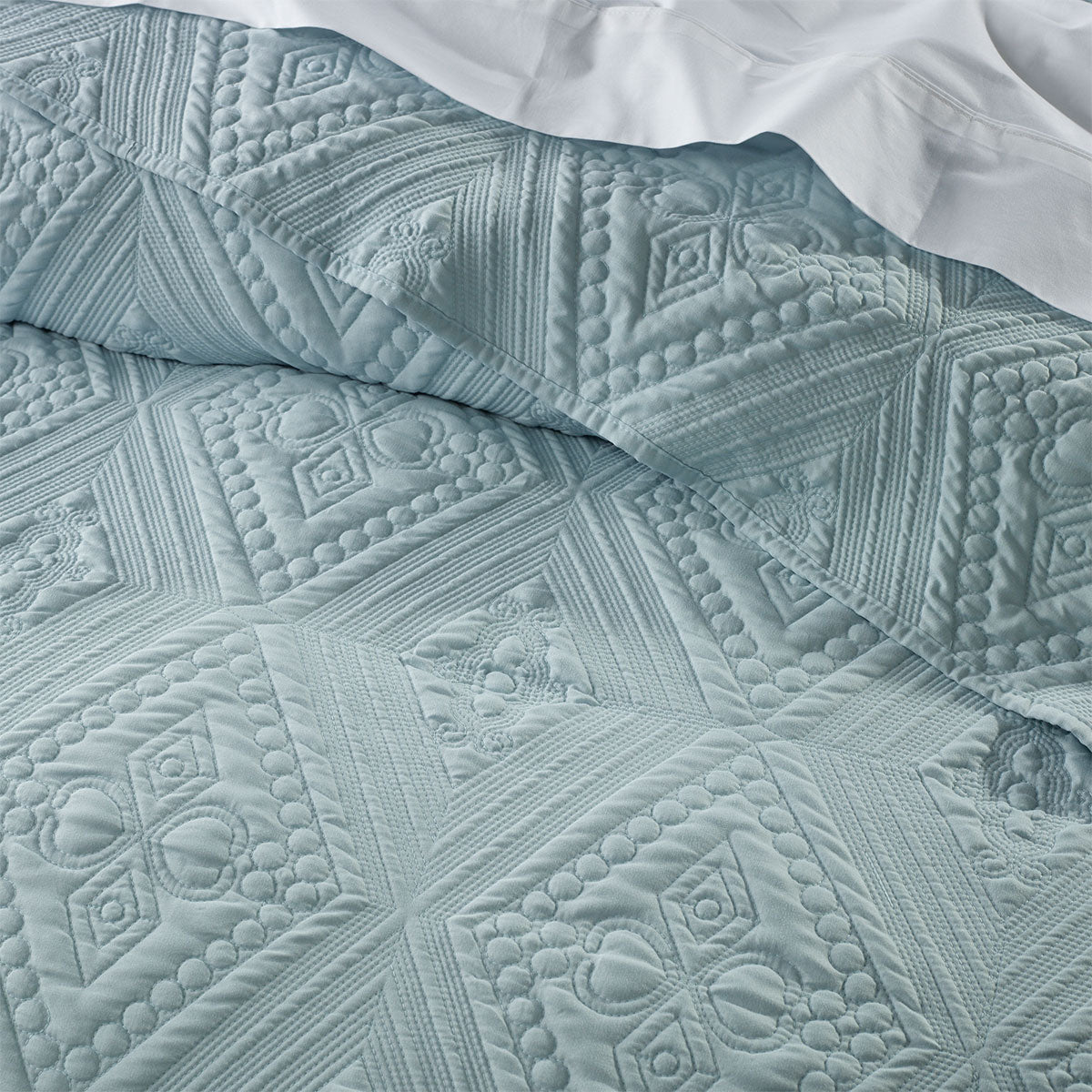 Aspen Sky Blue Embroidered Bedspread Set Double