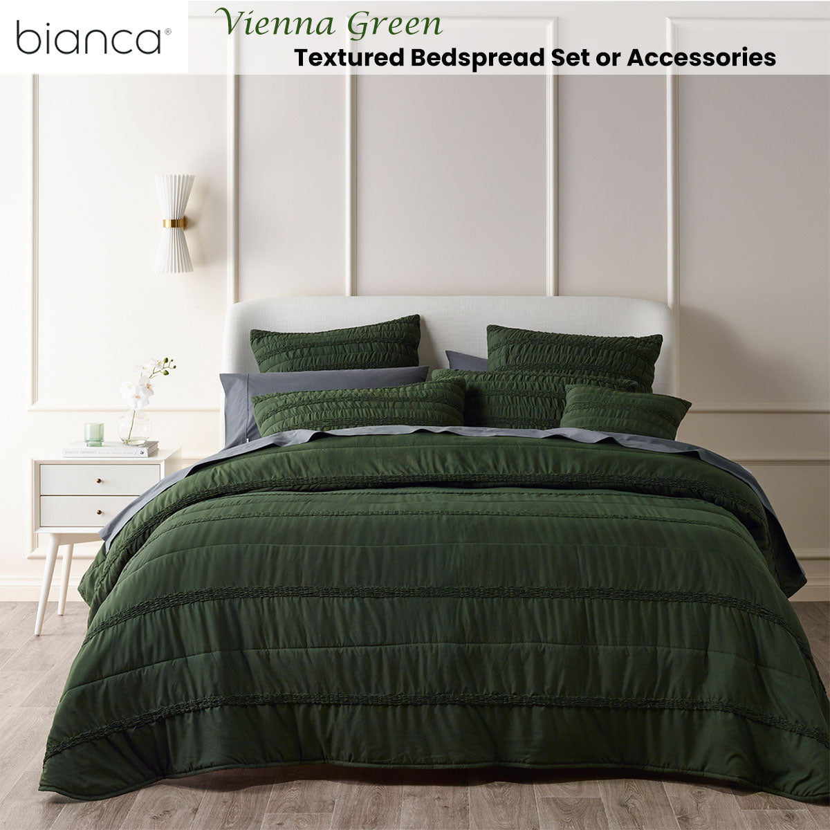 Vienna Green Textured Bedspread Set Double