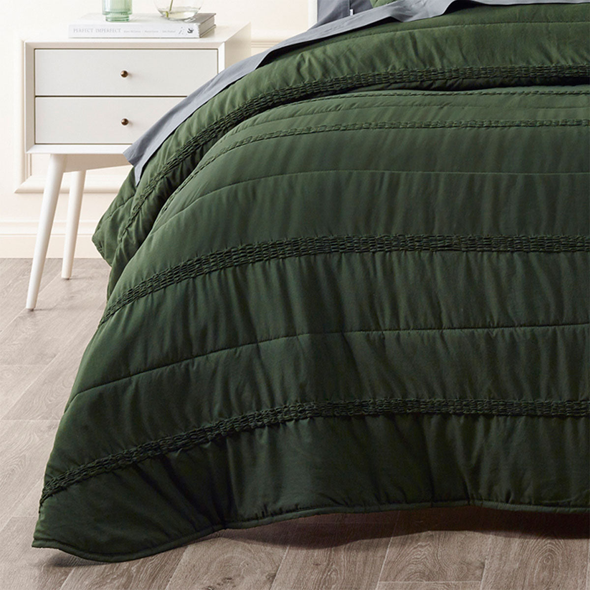 Vienna Green Textured Bedspread Set Double