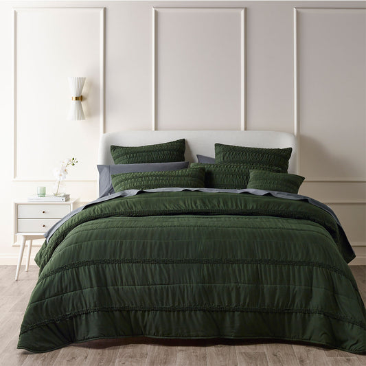 Bianca Vienna Green Textured Bedspread Set King