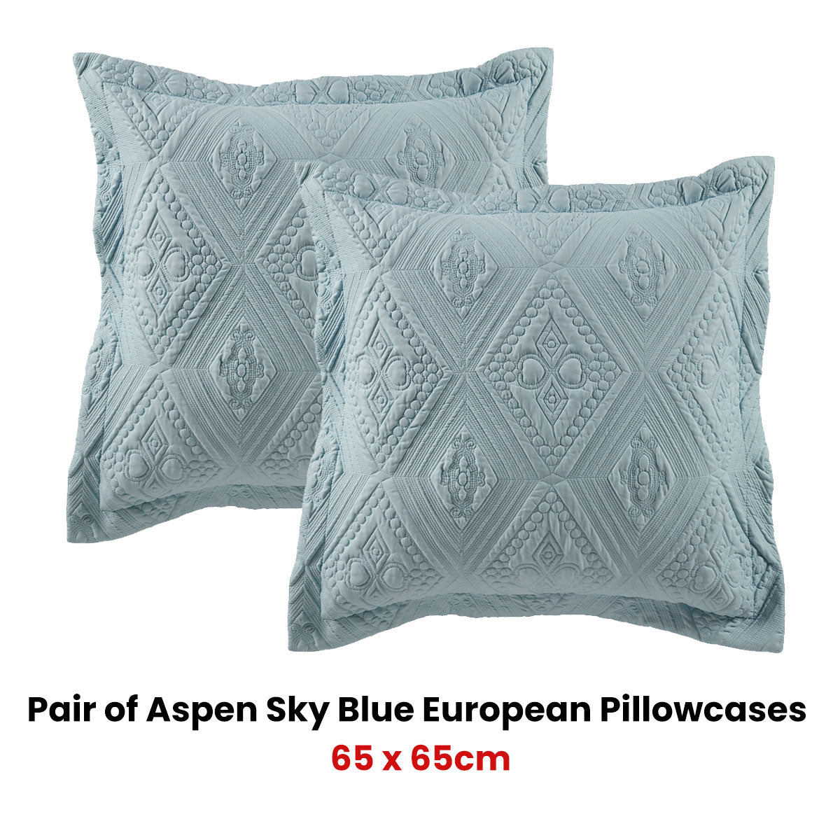 Pair of Aspen Sky Blue European Pillowcases