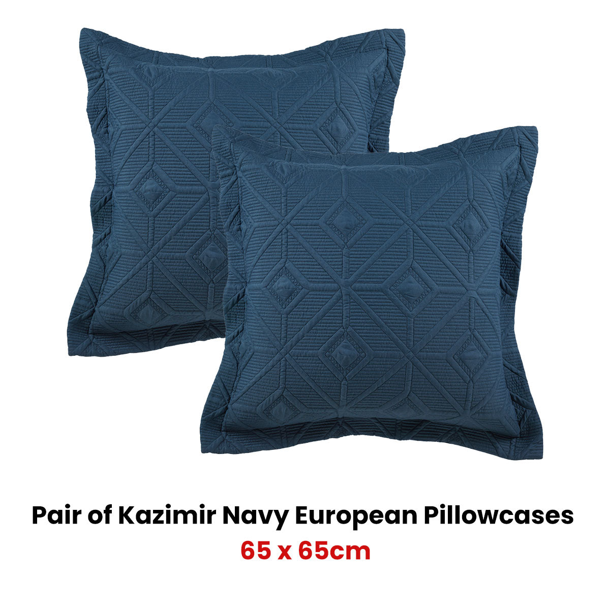 Pair of Kazimir Navy European Pillowcases