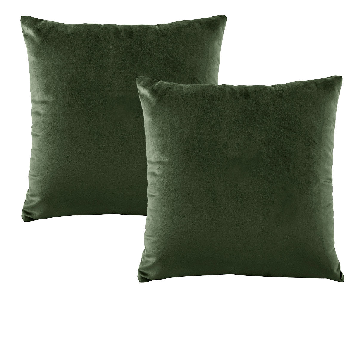 Bianca Pair of Vivid Coordinates Forest Green Velvet European Pillowcases