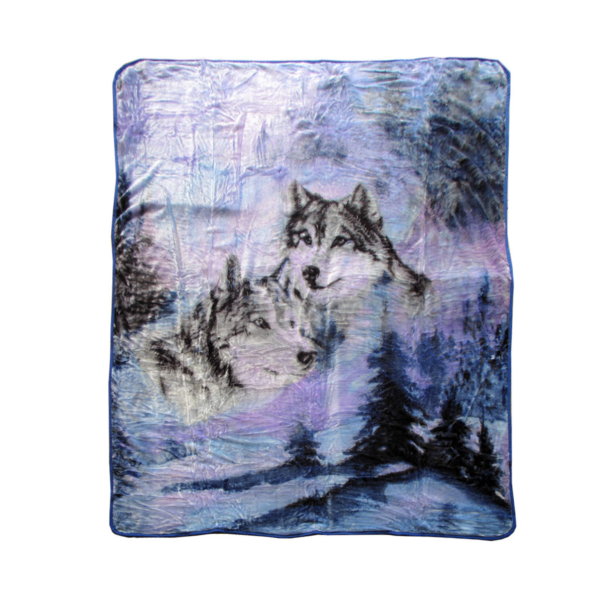 375gsm 1 Ply 3D Print Faux Mink Blanket Queen 200x240 cm Winter Wolf