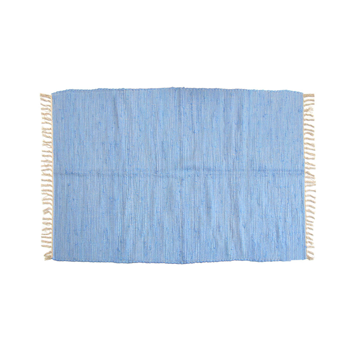 Large Chindi Cotton Handmade Floor Mat with Tassels 90 x 150 cm Blue