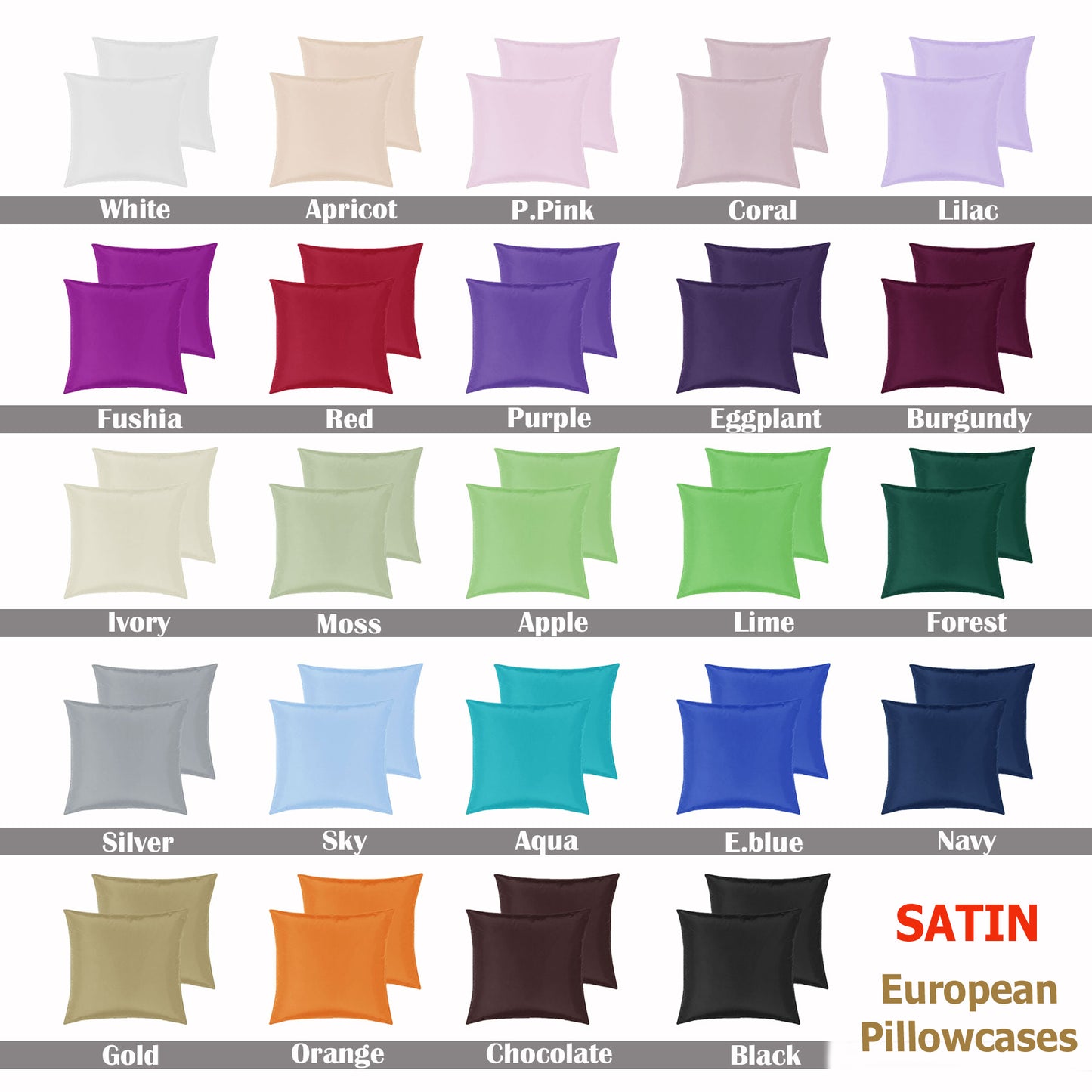 PepperMIll Satin European Pillowcases ( Pair ) PURPLE