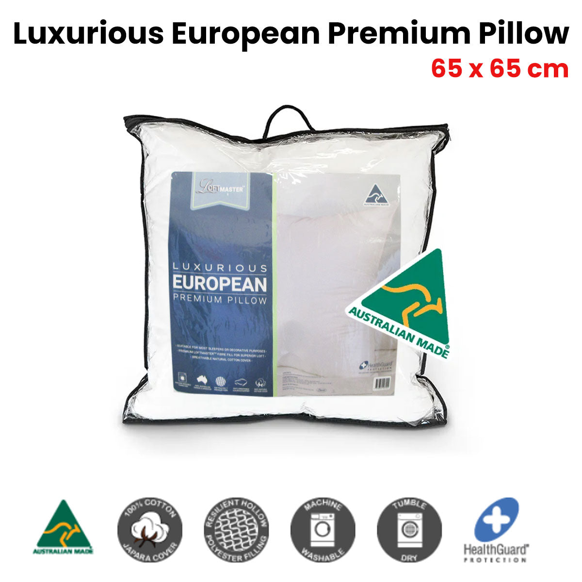 LoftMLuxurious Cotton Cover Premium European Pillow 65 x 65 cm