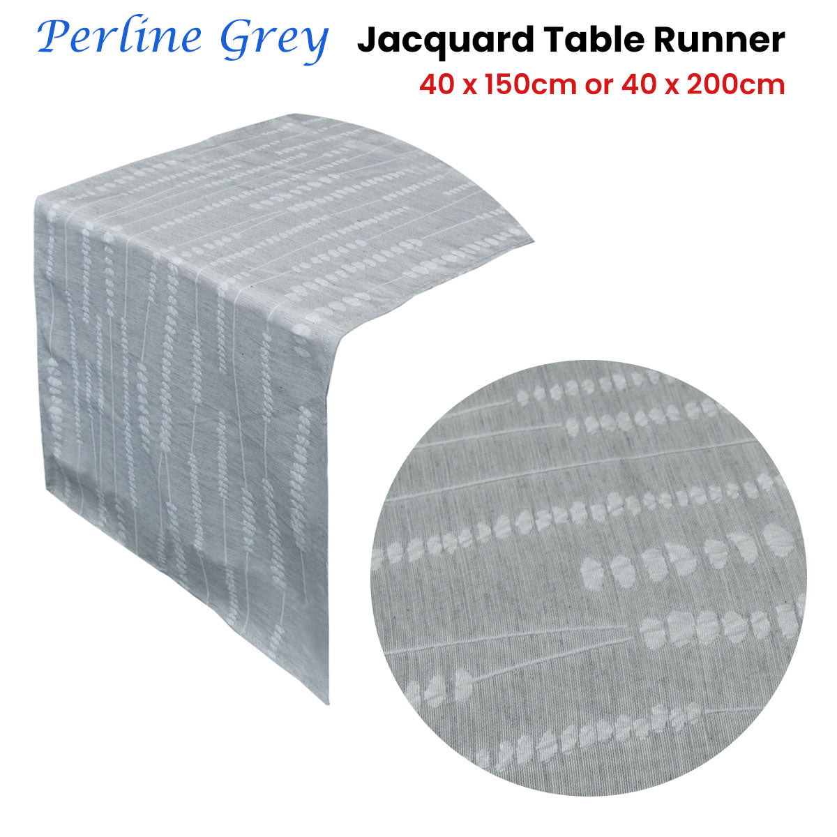 Perline Grey Jacquard Table Runner 40 x 200 cm