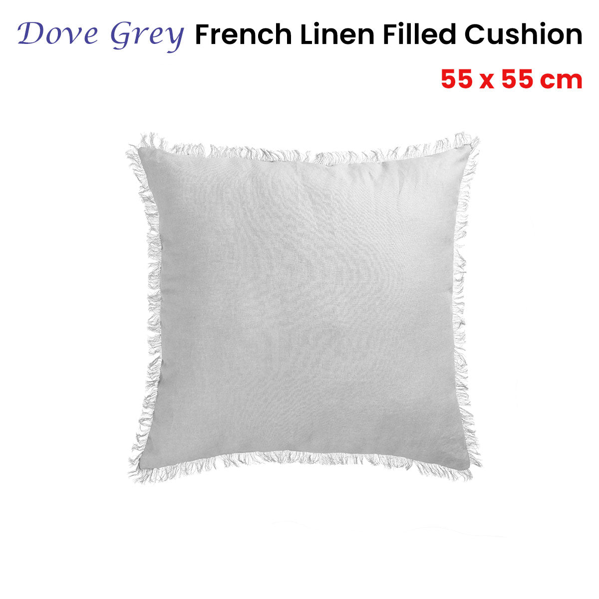 Vintage Design Homewares Dove Grey French Filled Cushion Square - 55cm x 55cm