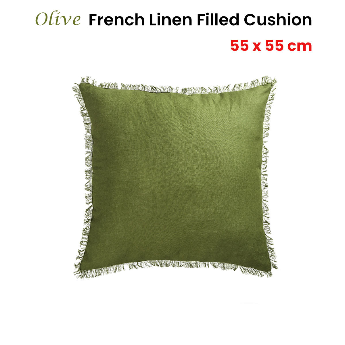 Vintage Design Homewares Olive French Filled Cushion Square - 55cm x 55cm