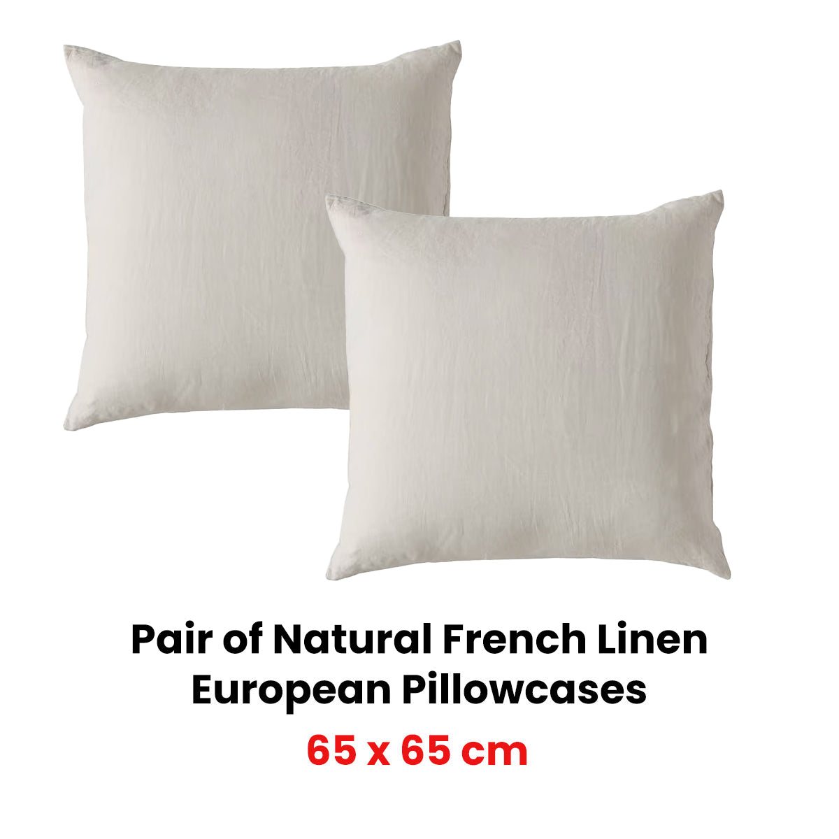 Vintage Design Homewares Pair of Natural French European Pillowcases