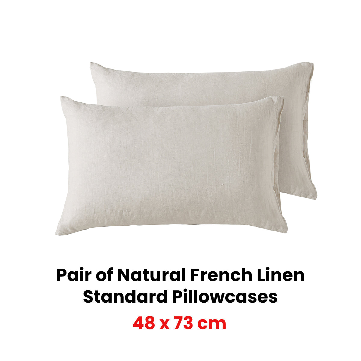 Vintage Design Homewares Pair of Natural French Standard Pillowcases