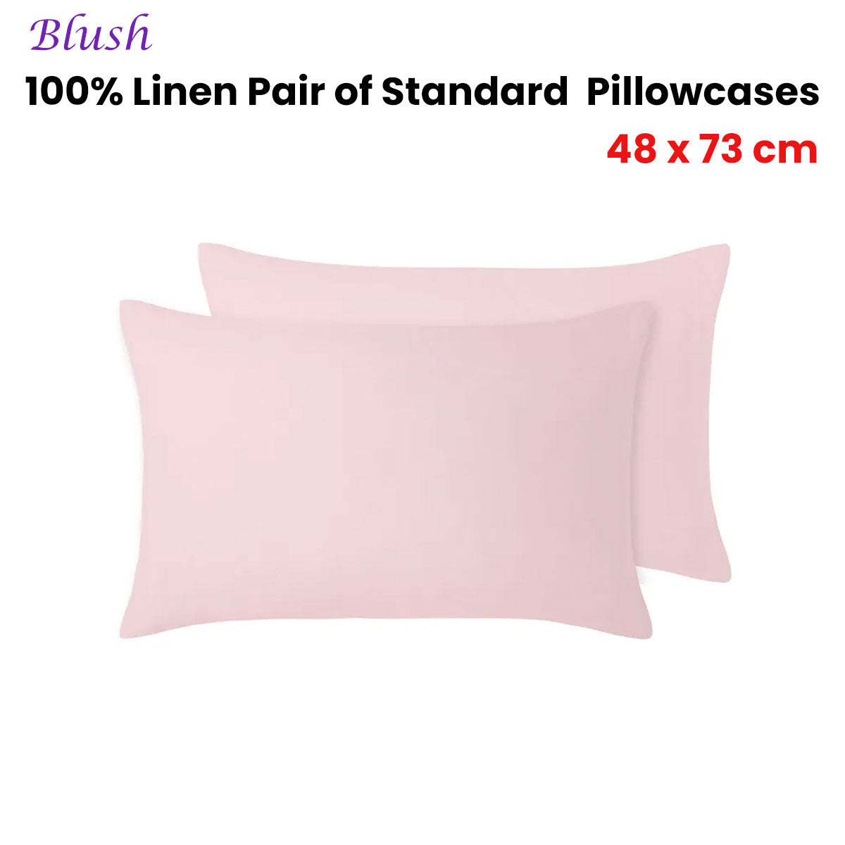 Vintage Design Homewares 100% Pair of Standard Pillowcases Blush 48 x 73 cm