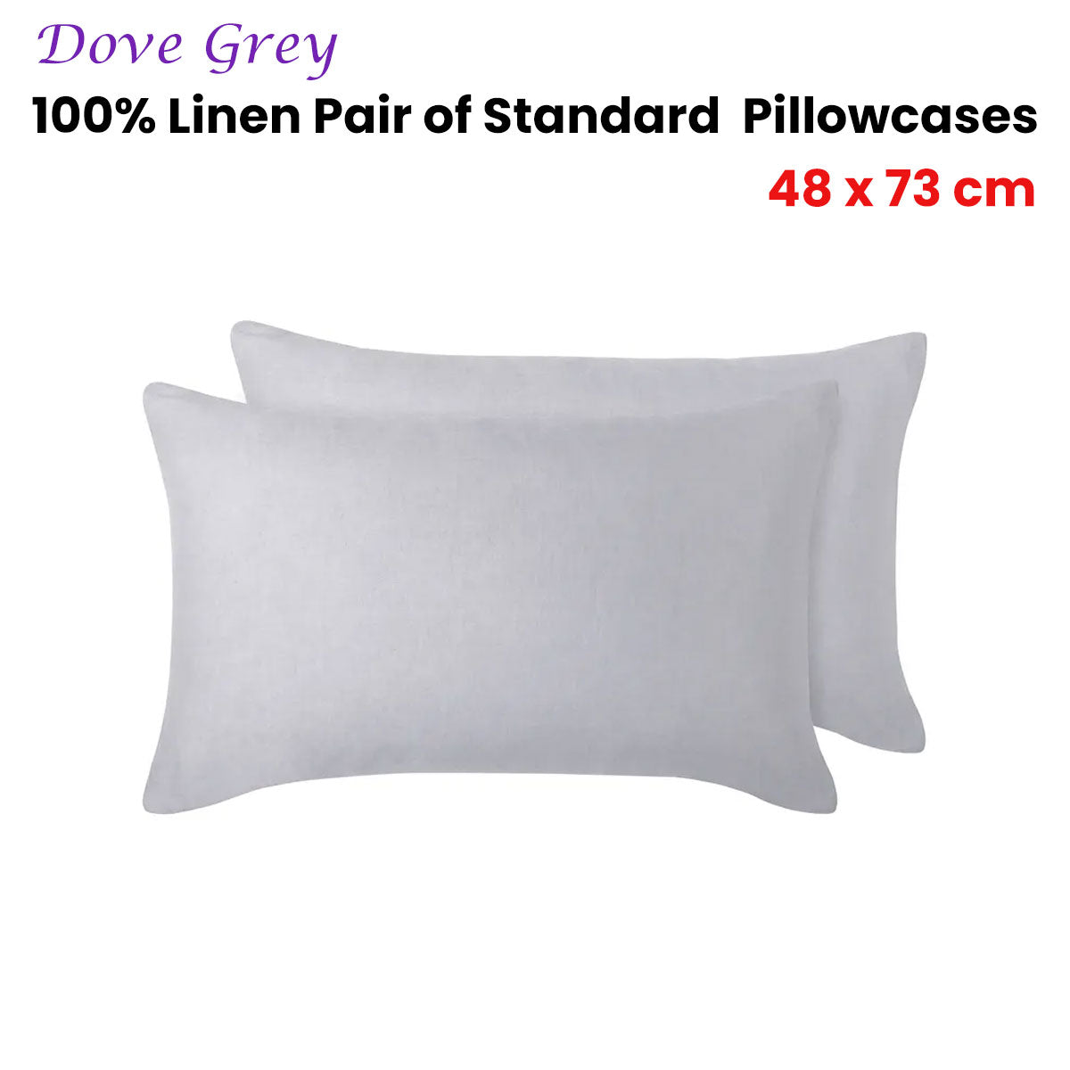 Vintage Design Homewares 100% Pair of Standard Pillowcases Dove Grey 48 x 73 cm