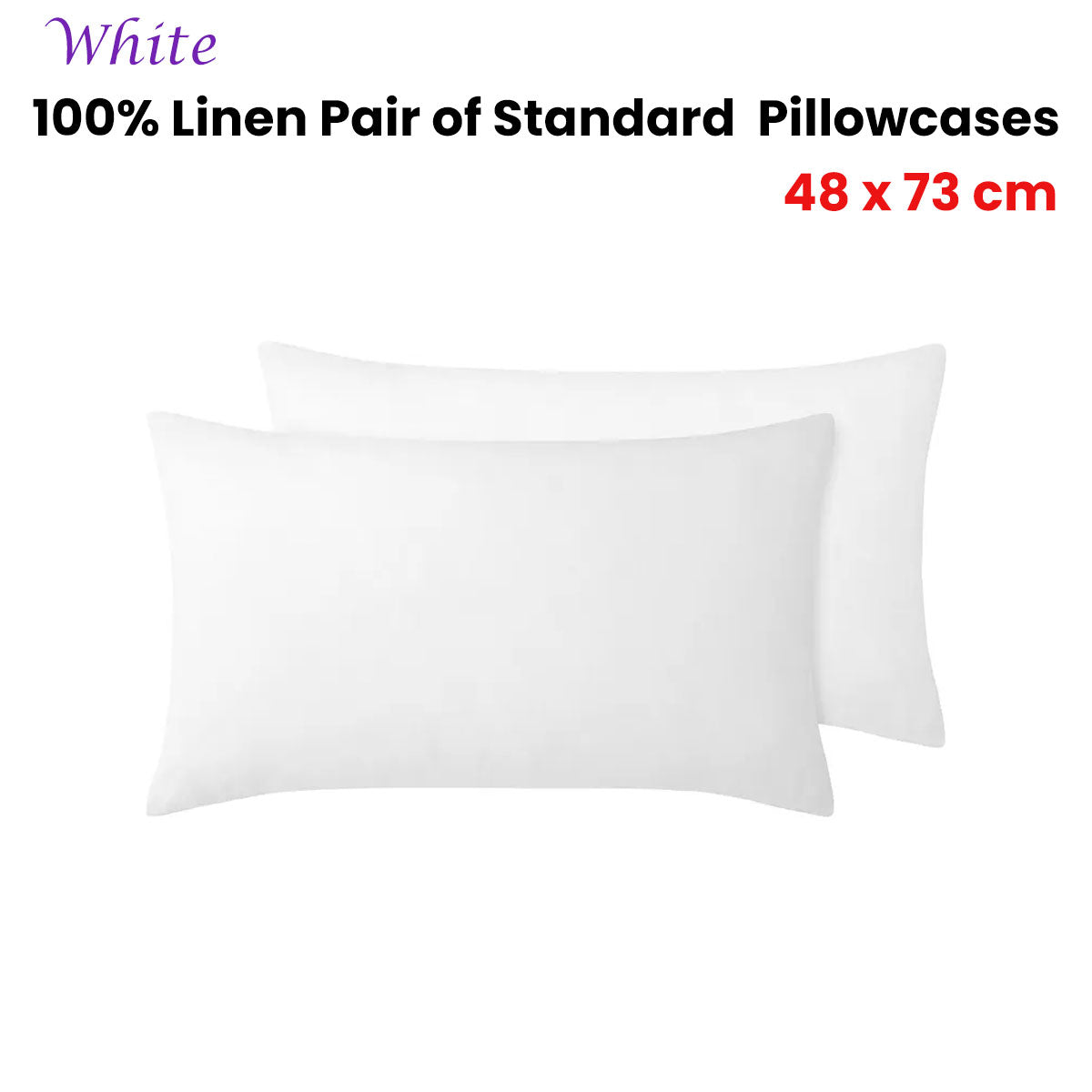 Vintage Design Homewares 100% Pair of Standard Pillowcases White 48 x 73 cm