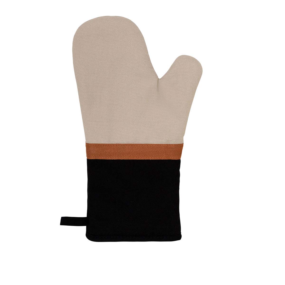 J Elliot Home Selby Cotton Oven Mitt 34 x 15 cm Sandstone & Black