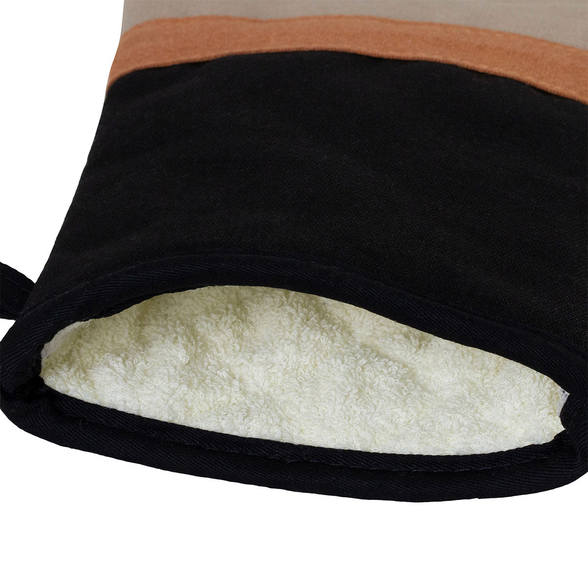 J Elliot Home Selby Cotton Oven Mitt 34 x 15 cm Sandstone & Black