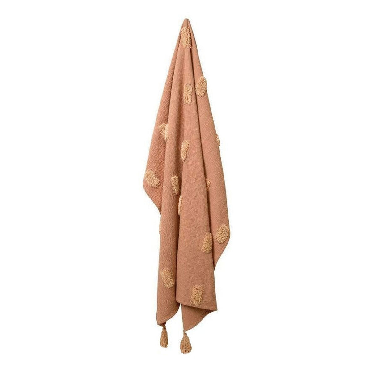 J Elliot Home Quinn Textured Throw 100% Cotton 130x160cm - Clay Pink & Soft Pink