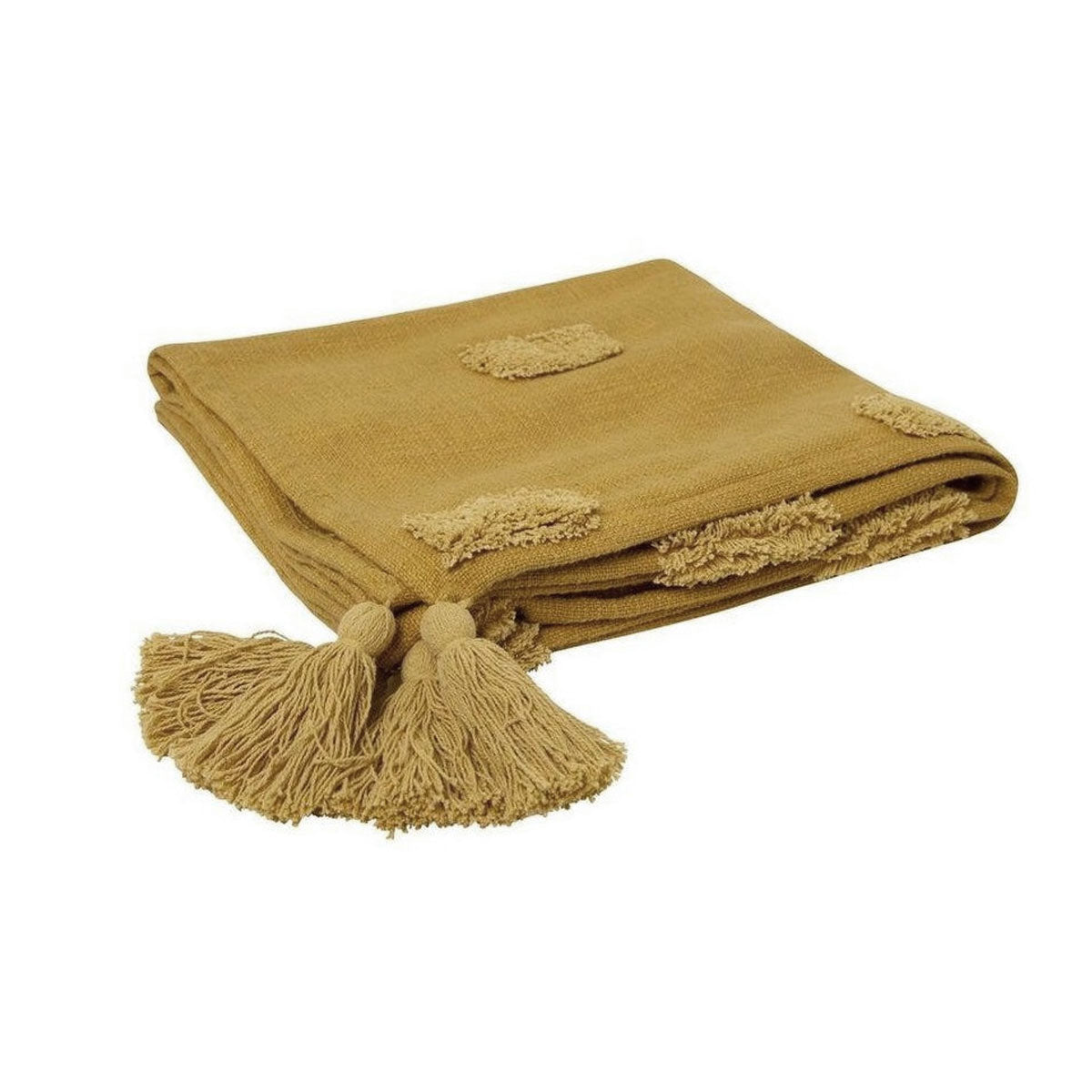 J Elliot Home Quinn 100% Cotton Textured Throw 130 x 160 cm Ochre & Jojoba