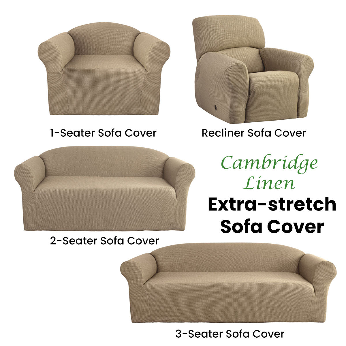 Cambridge Extra-stretch Couch Cover One Seater Recliner Linen