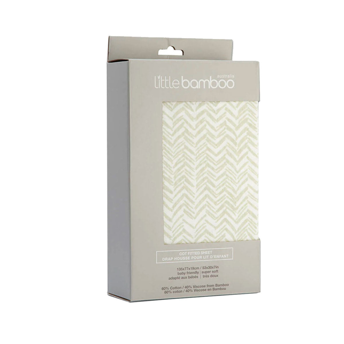 Little Bamboo Jersey Fitted Sheet Cot Size Herringbone Whisper